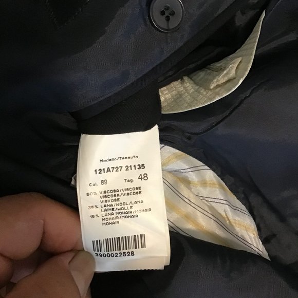 Paoloni Black Two Button Suit Jacket Size 48/US 38 - Picture 7 of 10